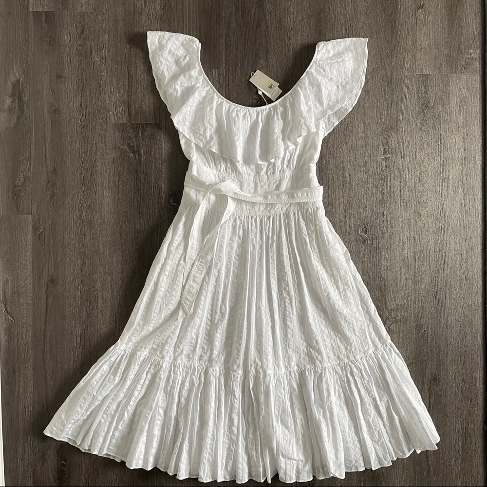 (NWT) Tory Burch Seersucker White Belted Dress (8)